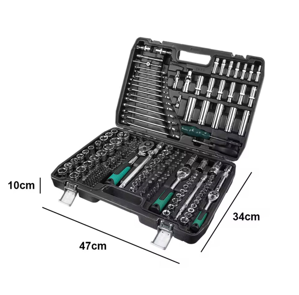 Zestaw narzędzi samochodowych - 227 części, klucze nasadowe, grzechotki